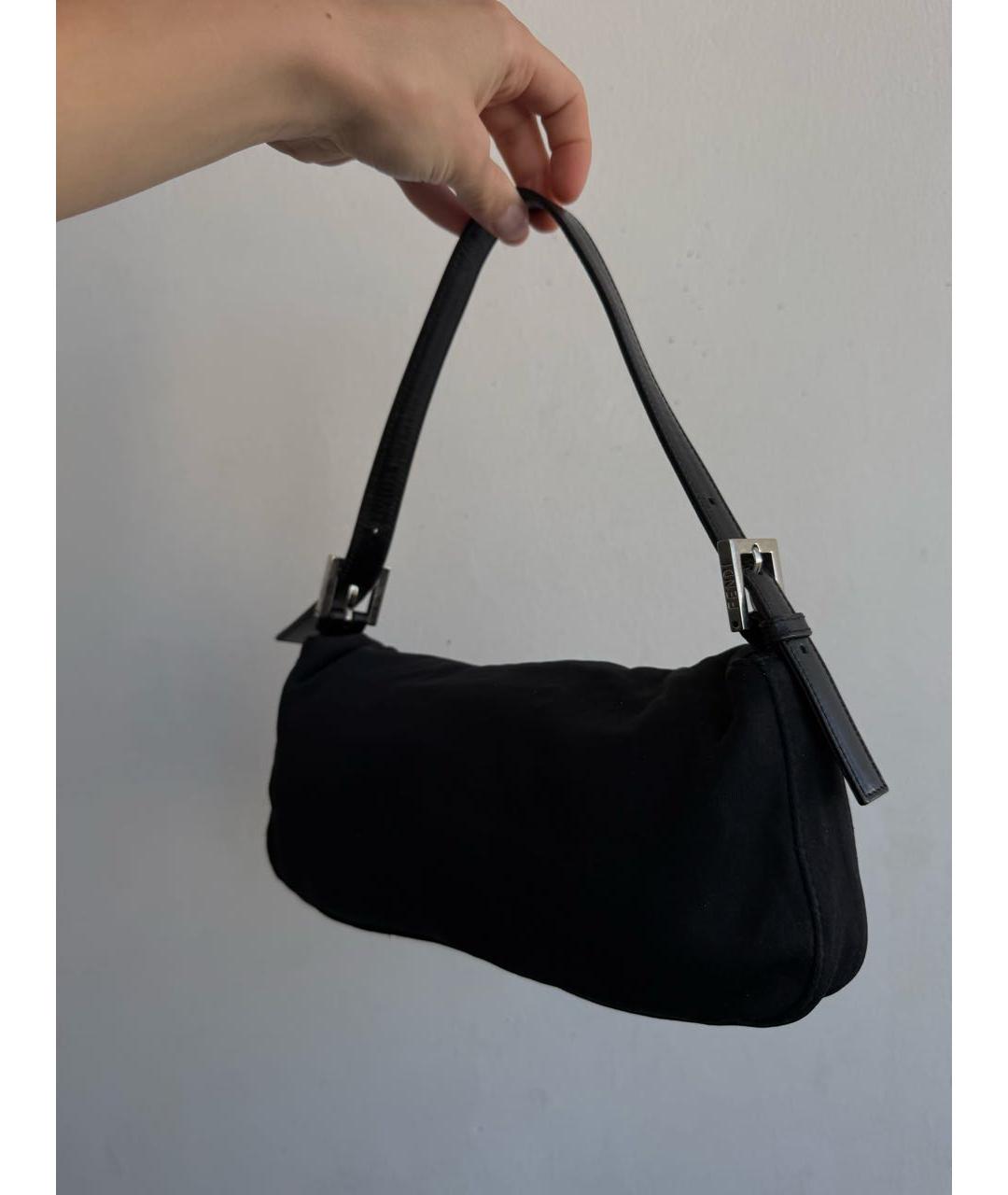 FENDI Черная тканевая сумка с короткими ручками, фото 4