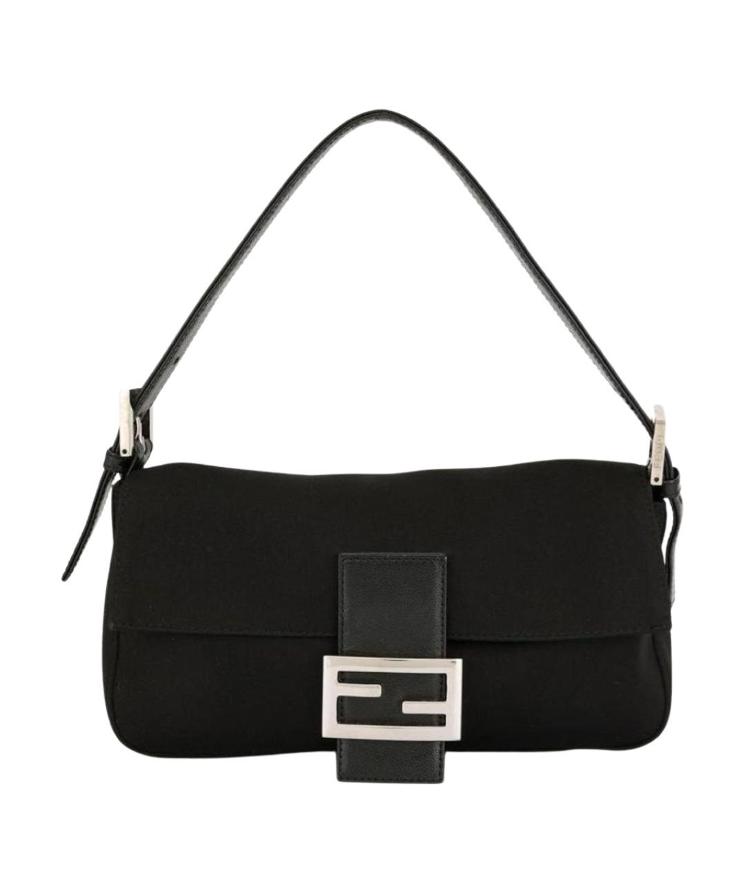 FENDI Черная тканевая сумка с короткими ручками, фото 1
