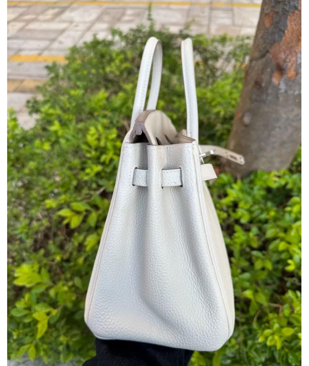 HERMES Белая кожаная сумка с короткими ручками, фото 4
