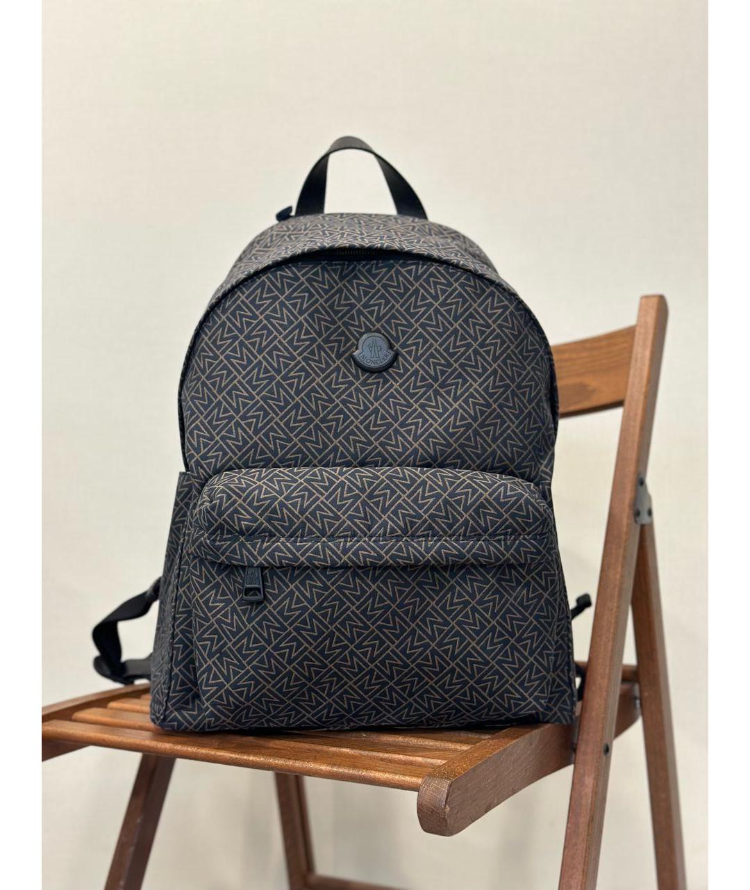 MONCLER Темно-синий тканевый рюкзак, фото 5