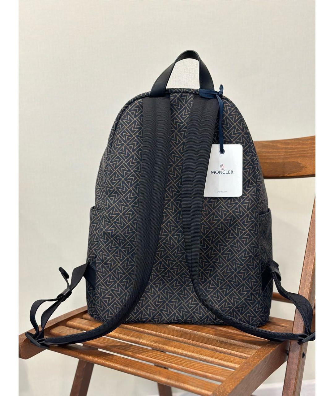 MONCLER Темно-синий тканевый рюкзак, фото 3
