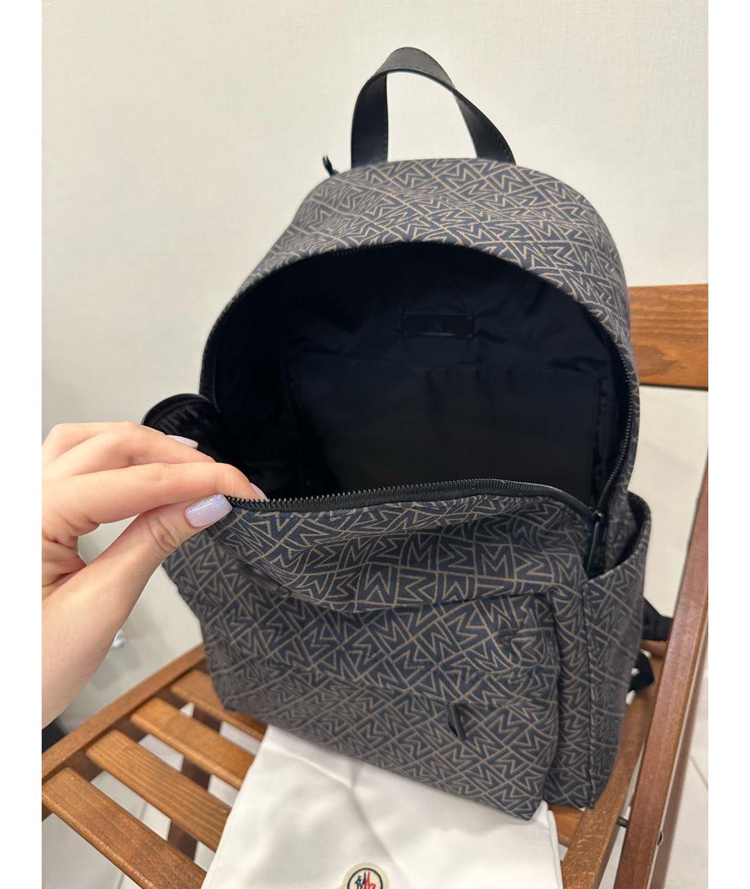 MONCLER Темно-синий тканевый рюкзак, фото 4