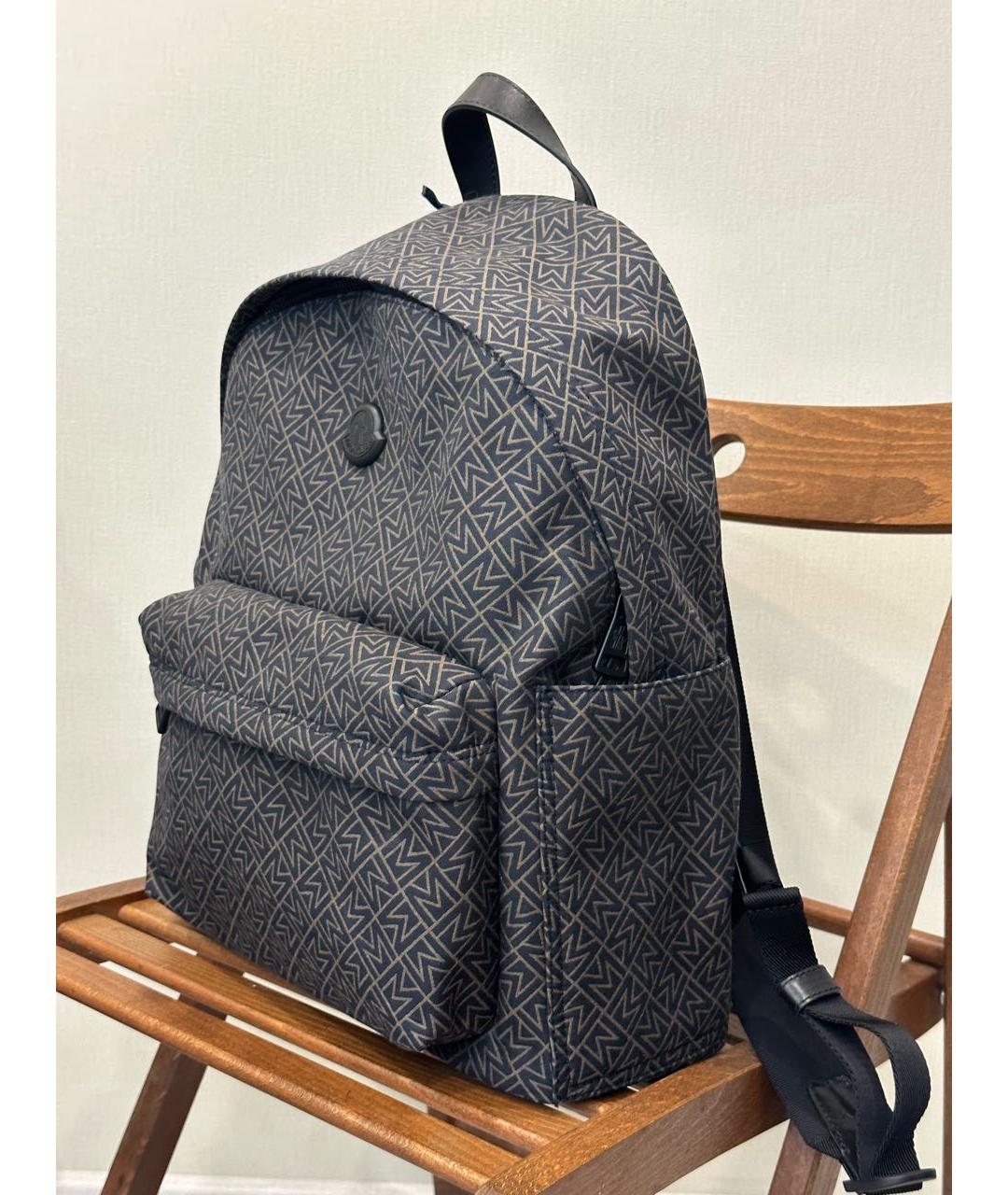 MONCLER Темно-синий тканевый рюкзак, фото 2