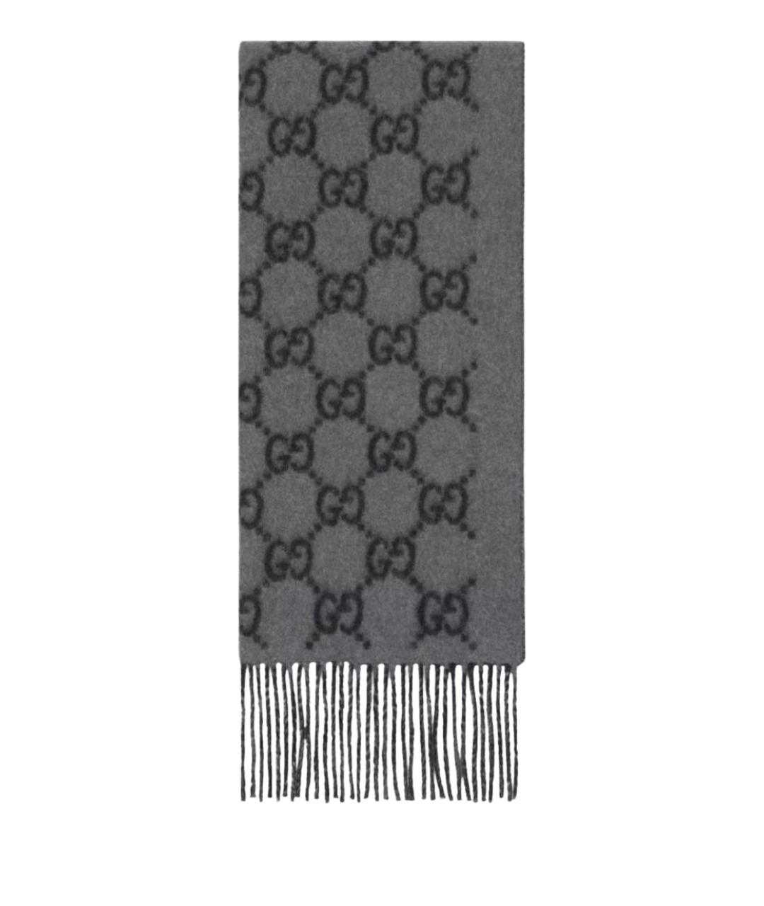 GUCCI Антрацитовый шерстяной шарф, фото 1