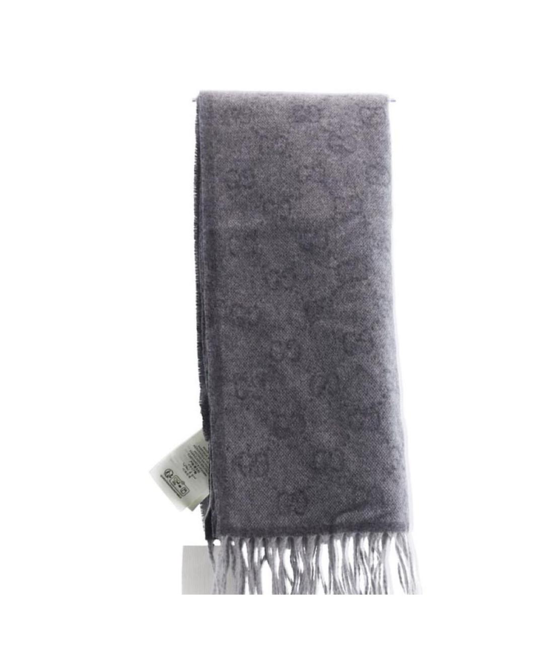 GUCCI Антрацитовый шерстяной шарф, фото 4