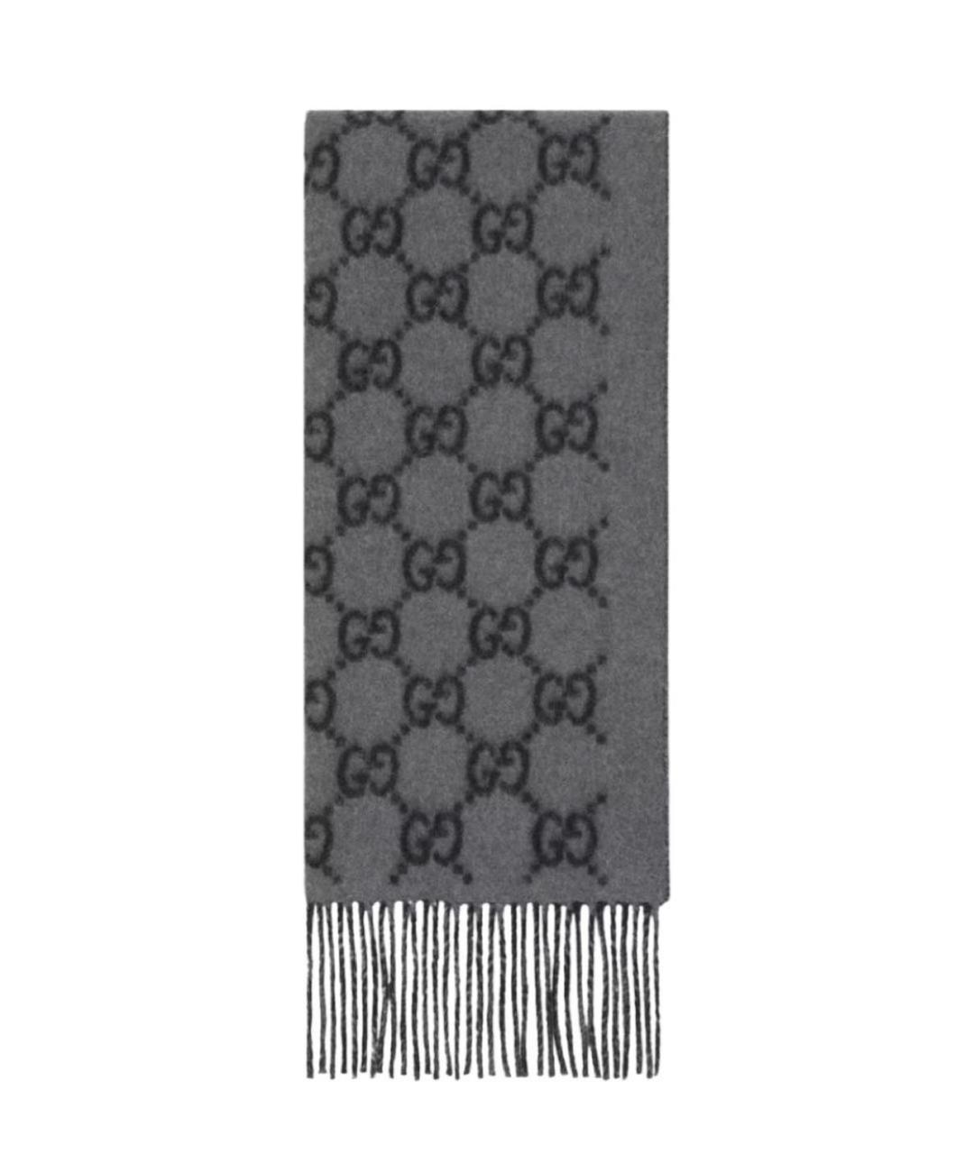 GUCCI Антрацитовый шерстяной шарф, фото 5