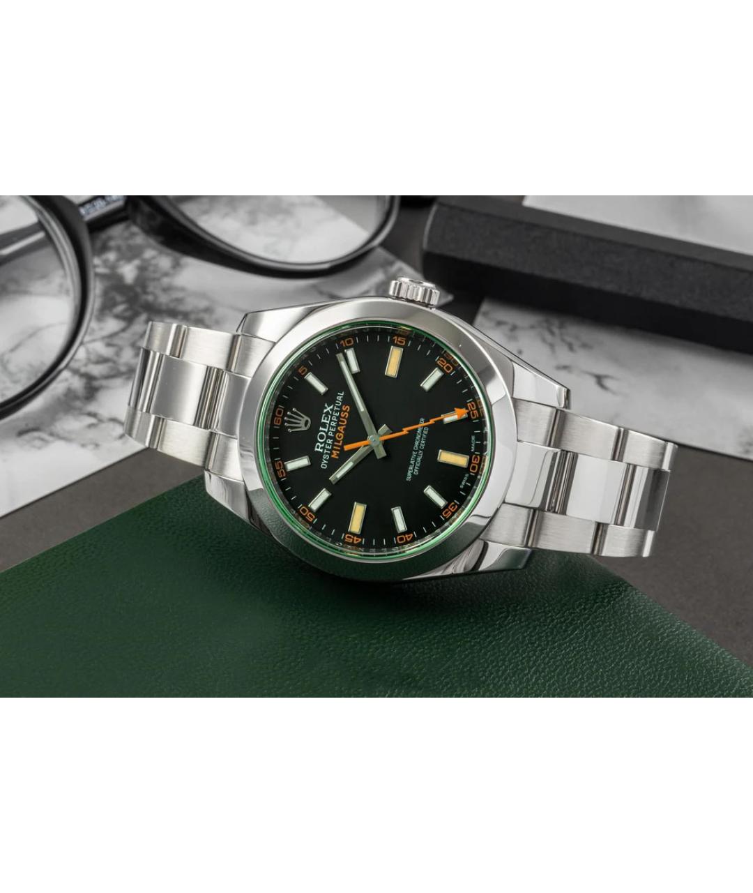 ROLEX Черные металлические часы, фото 3