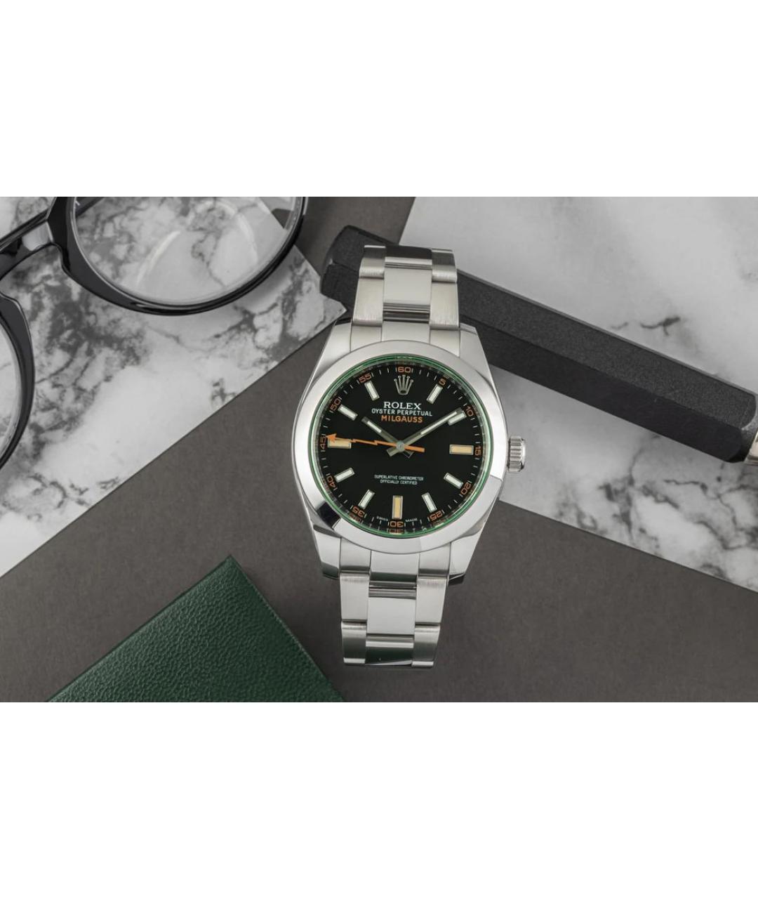 ROLEX Черные металлические часы, фото 2