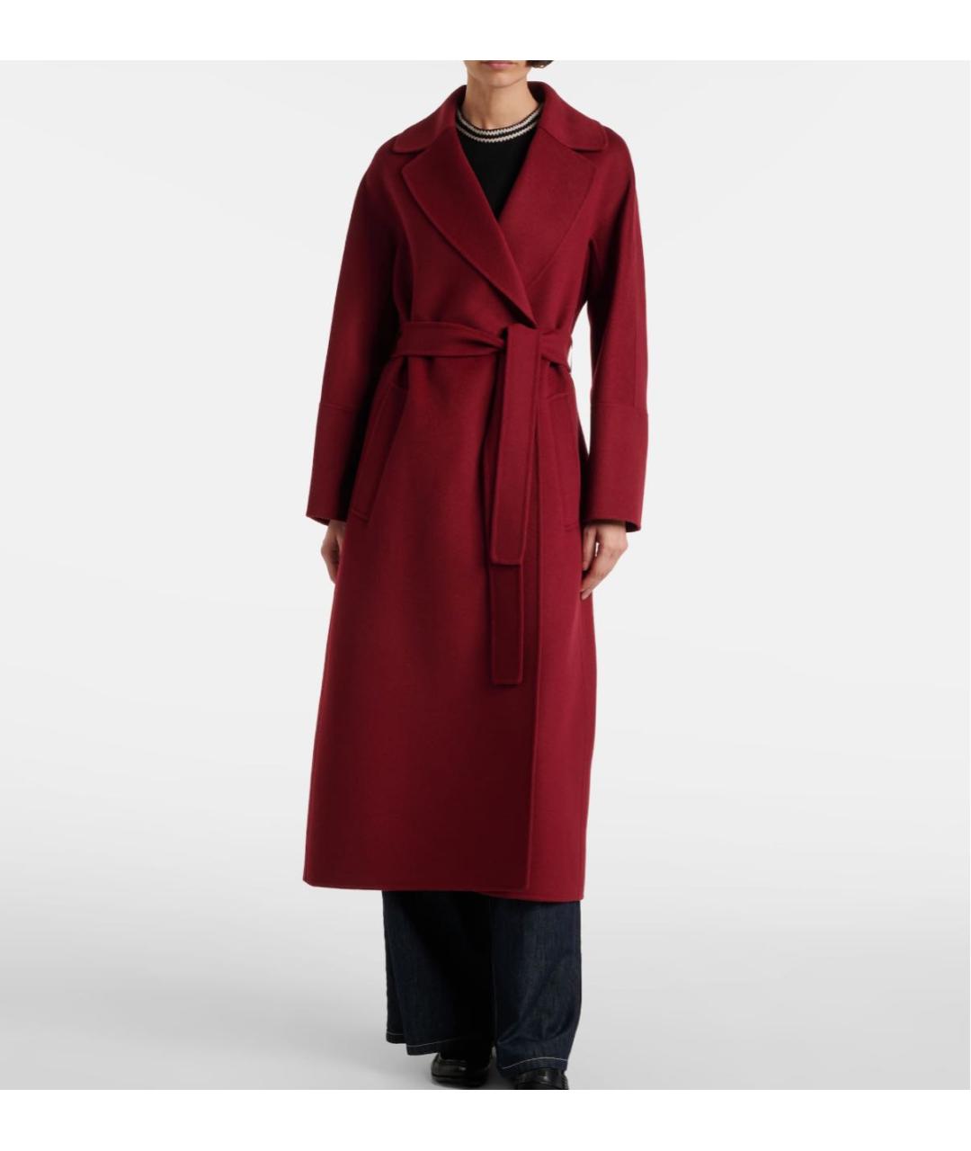 'S MAX MARA Бордовое шерстяное пальто, фото 6