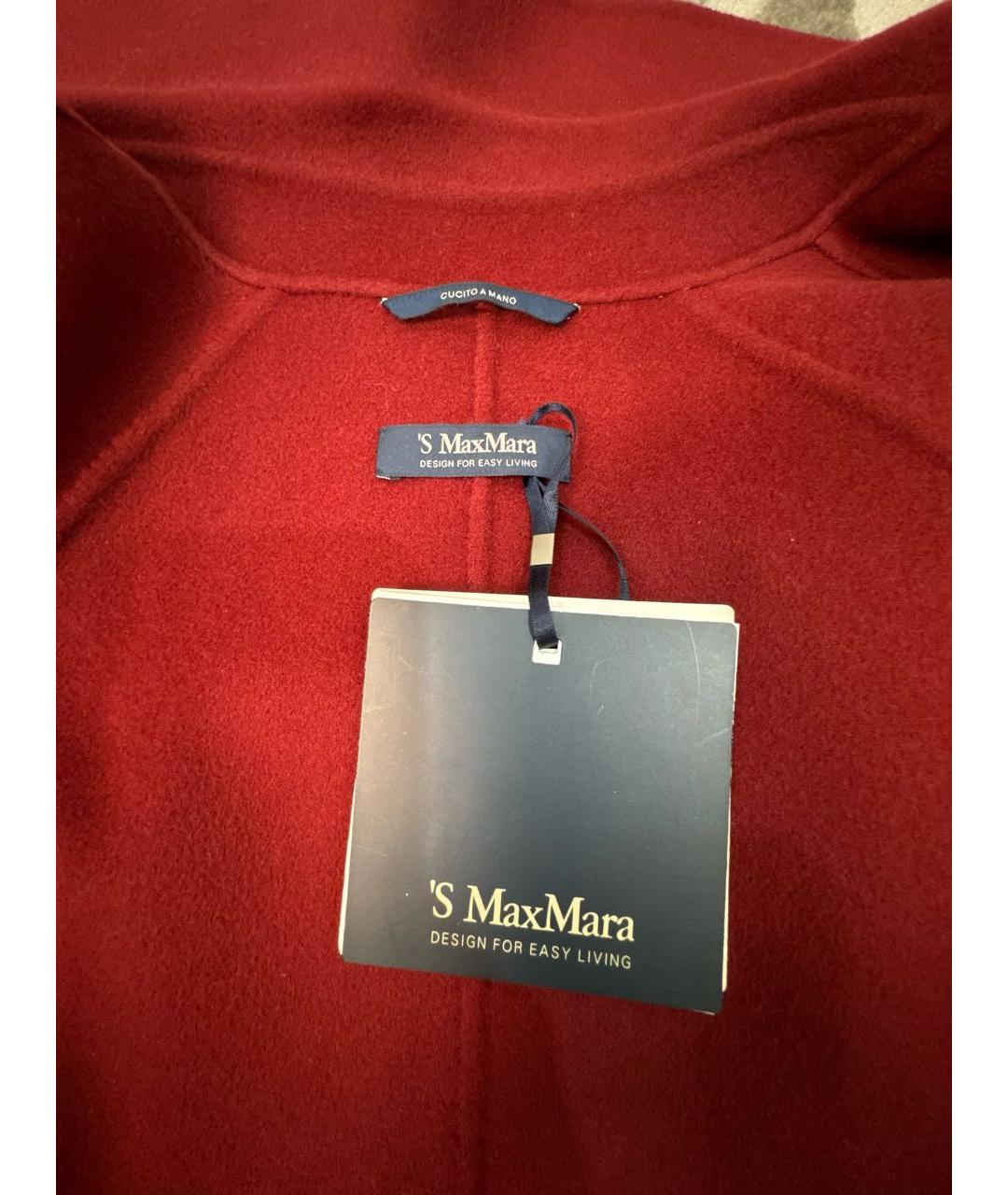 'S MAX MARA Бордовое шерстяное пальто, фото 3