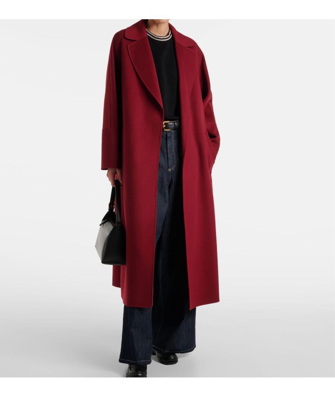 'S MAX MARA Бордовое шерстяное пальто, фото 5