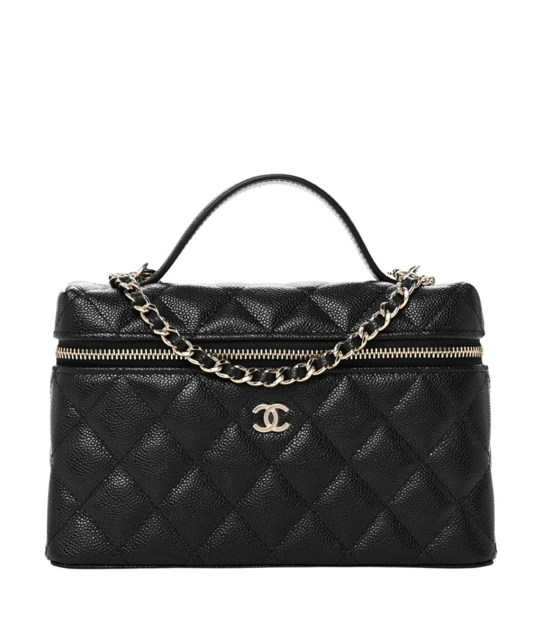 CHANEL Черная кожаная сумка с короткими ручками, фото 1