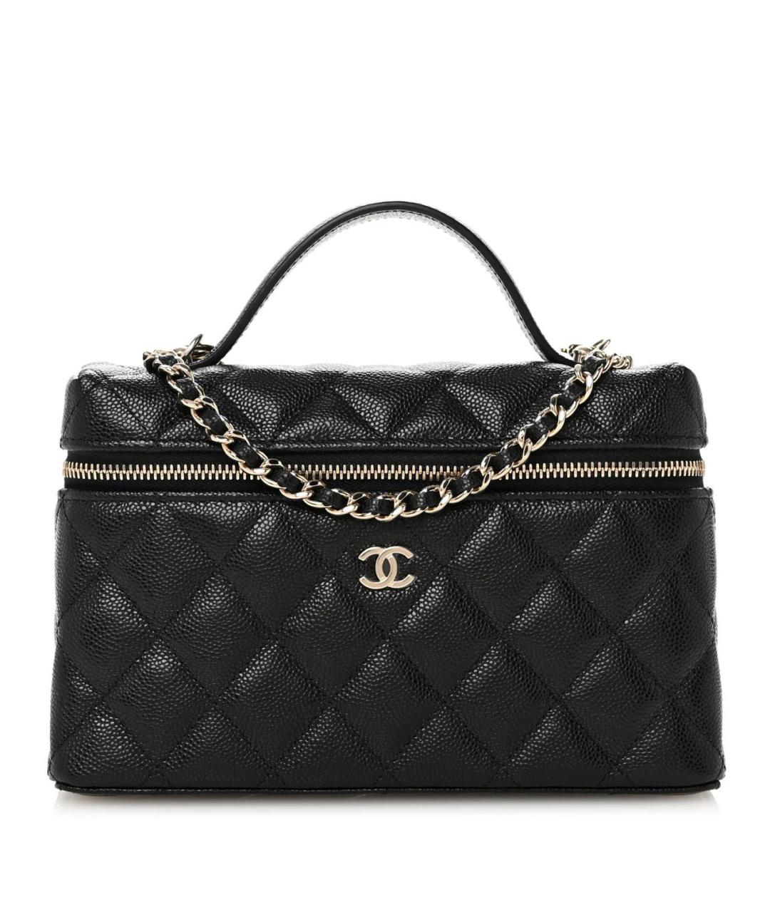 CHANEL Черная кожаная сумка с короткими ручками, фото 8