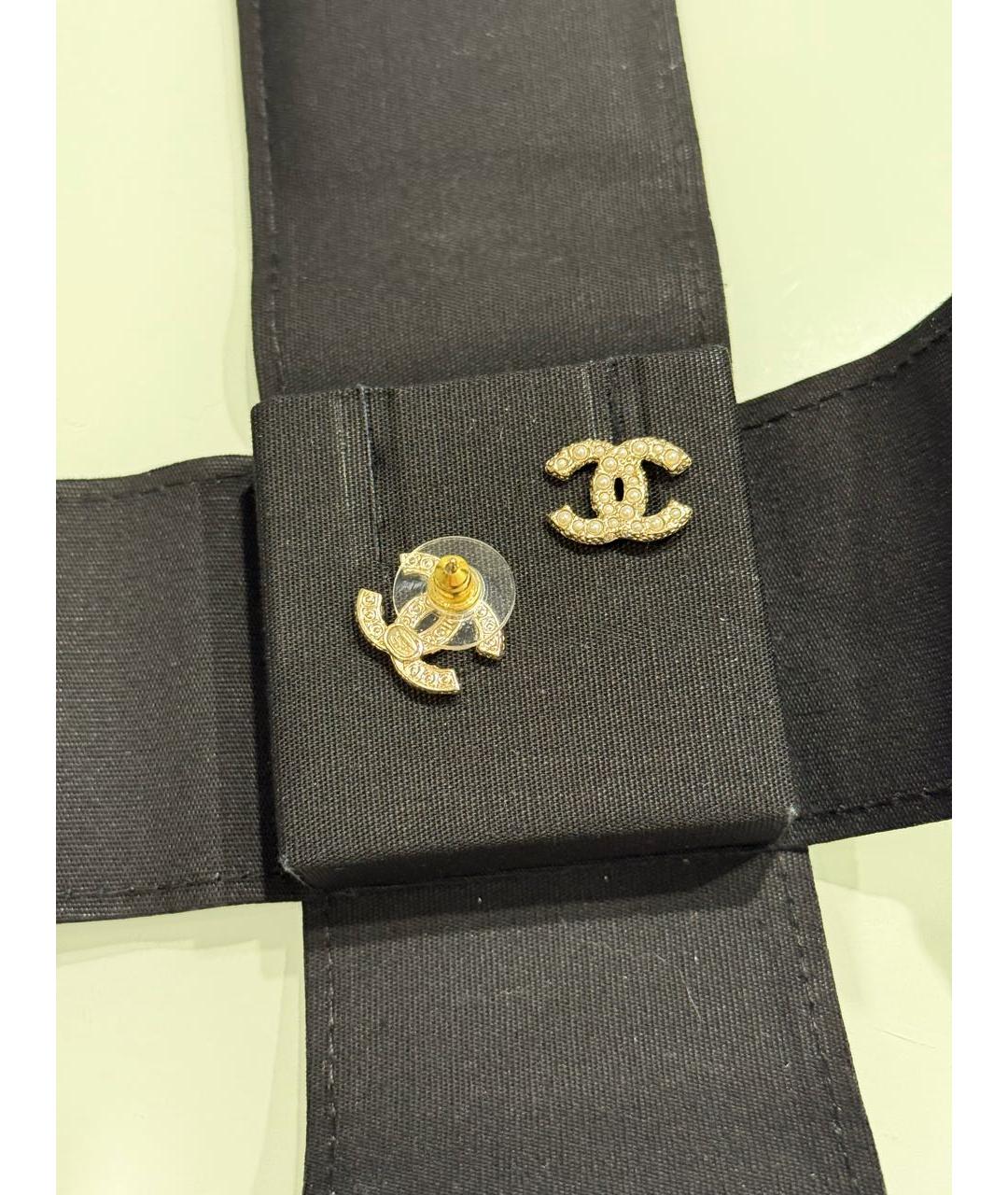 CHANEL Золотые металлические серьги, фото 3