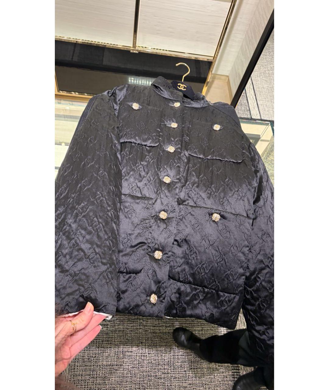 CHANEL Черная атласная куртка, фото 2