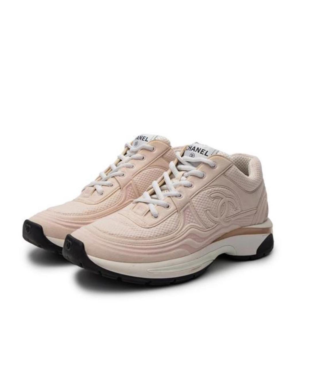 CHANEL Розовые текстильные кроссовки, фото 3