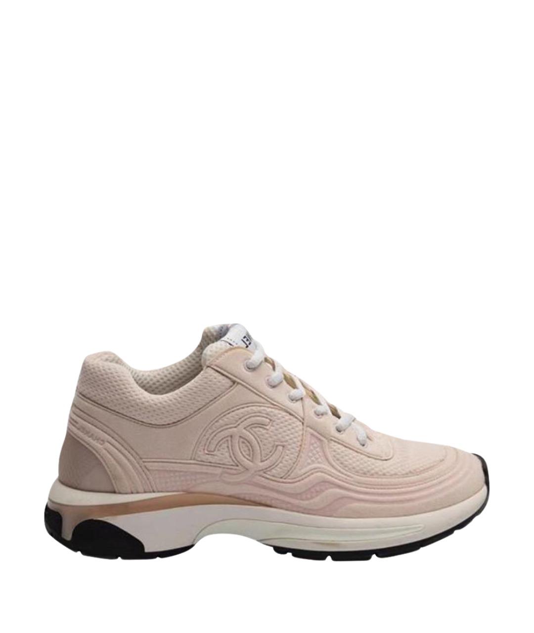 CHANEL Розовые текстильные кроссовки, фото 1