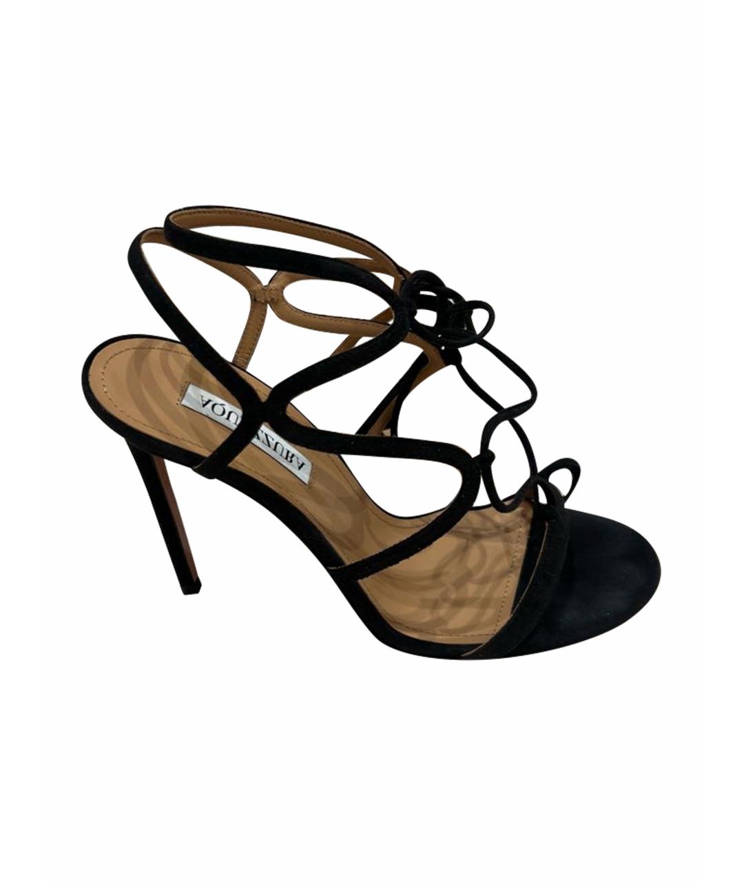 AQUAZZURA Черные замшевые босоножки, фото 1