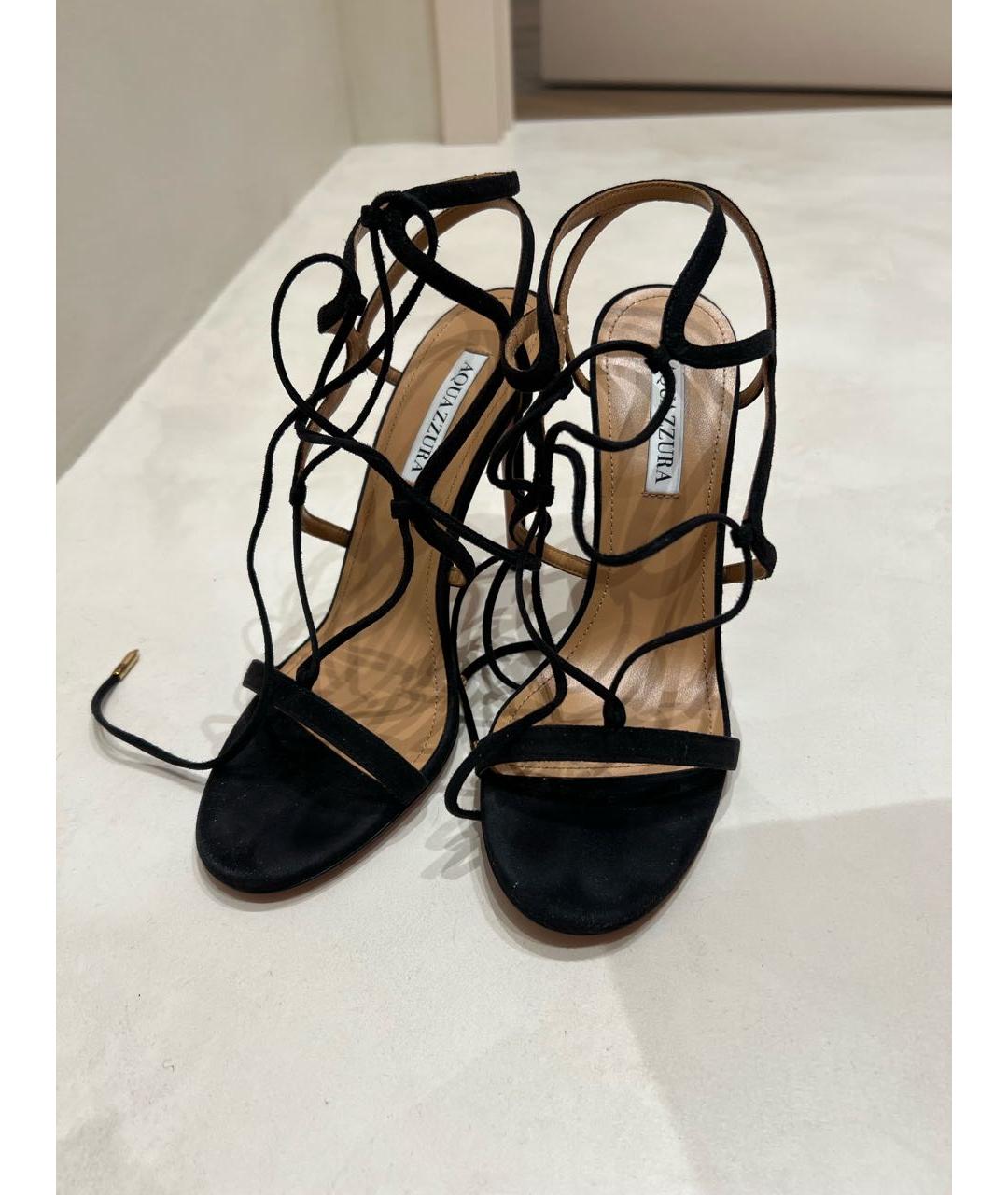 AQUAZZURA Черные замшевые босоножки, фото 2