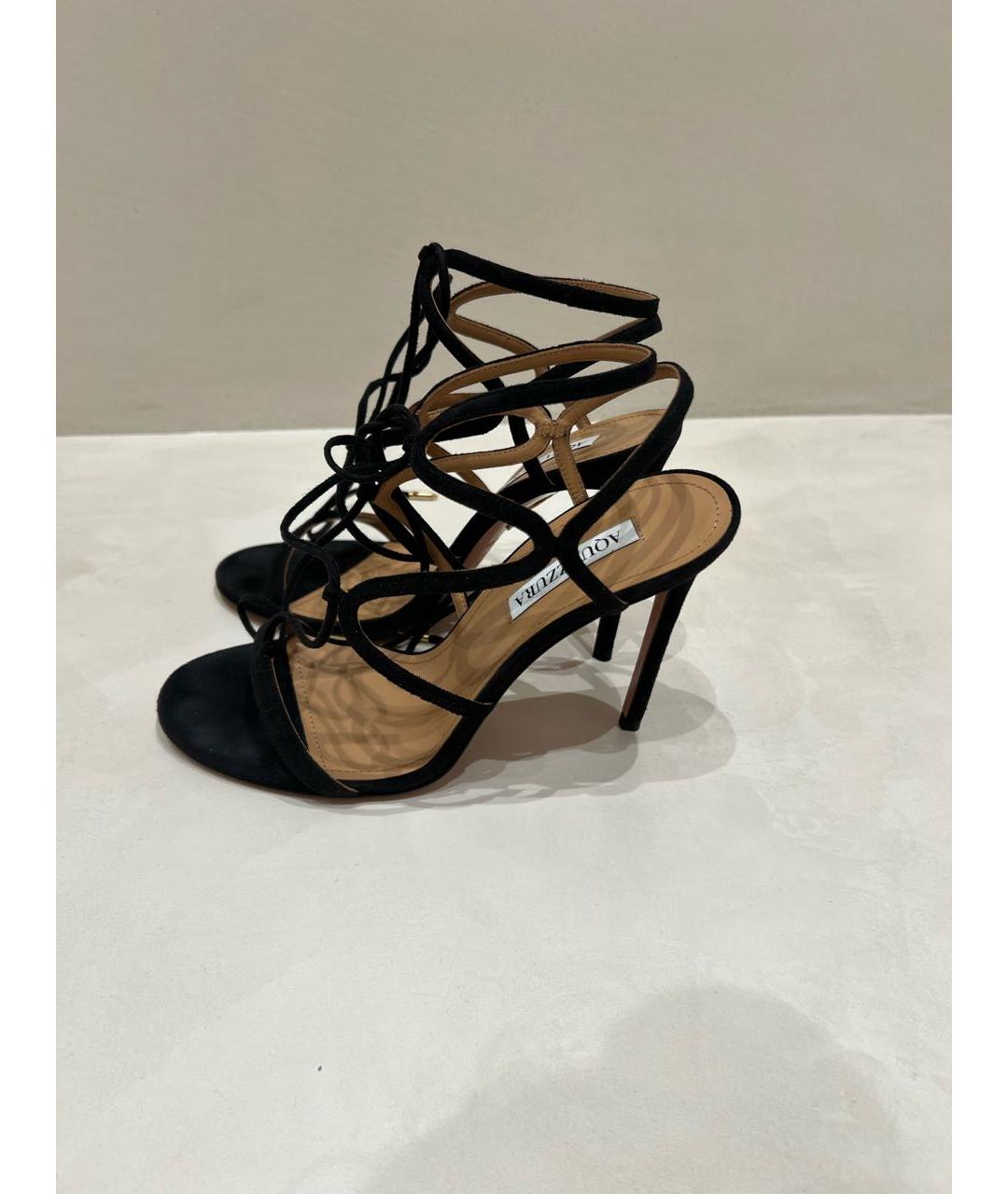 AQUAZZURA Черные замшевые босоножки, фото 8