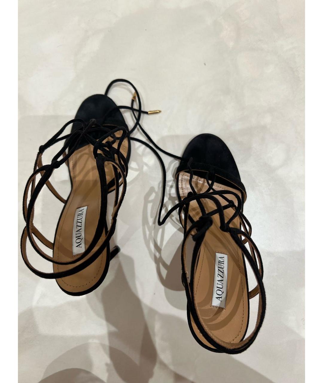 AQUAZZURA Черные замшевые босоножки, фото 3