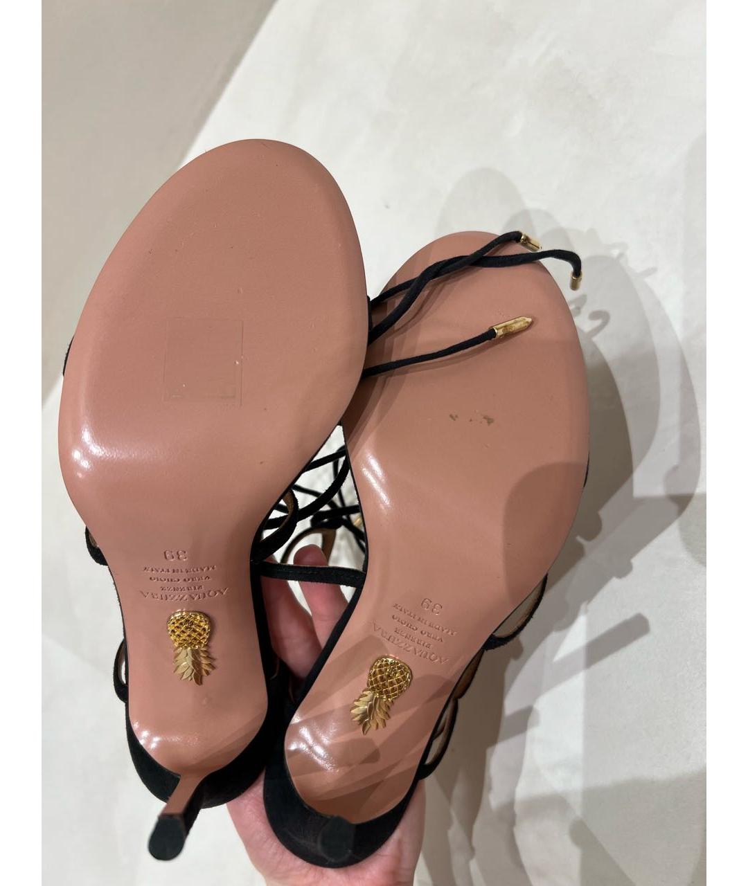 AQUAZZURA Черные замшевые босоножки, фото 5