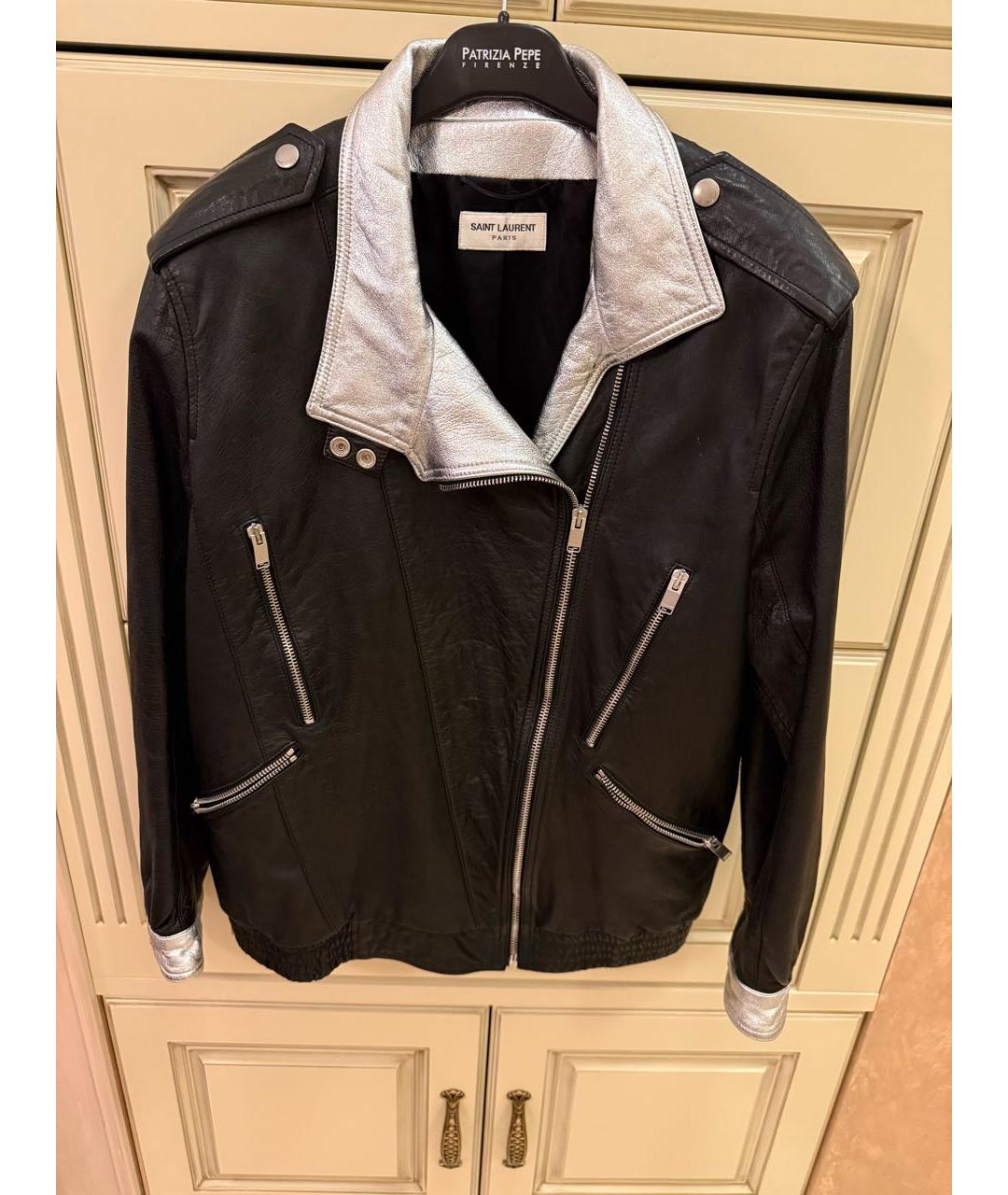 SAINT LAURENT Черная кожаная куртка, фото 2