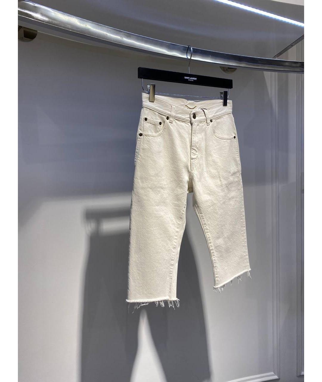 SAINT LAURENT Бежевые хлопковые прямые джинсы, фото 3