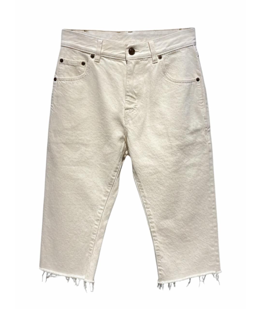 SAINT LAURENT Бежевые хлопковые прямые джинсы, фото 1