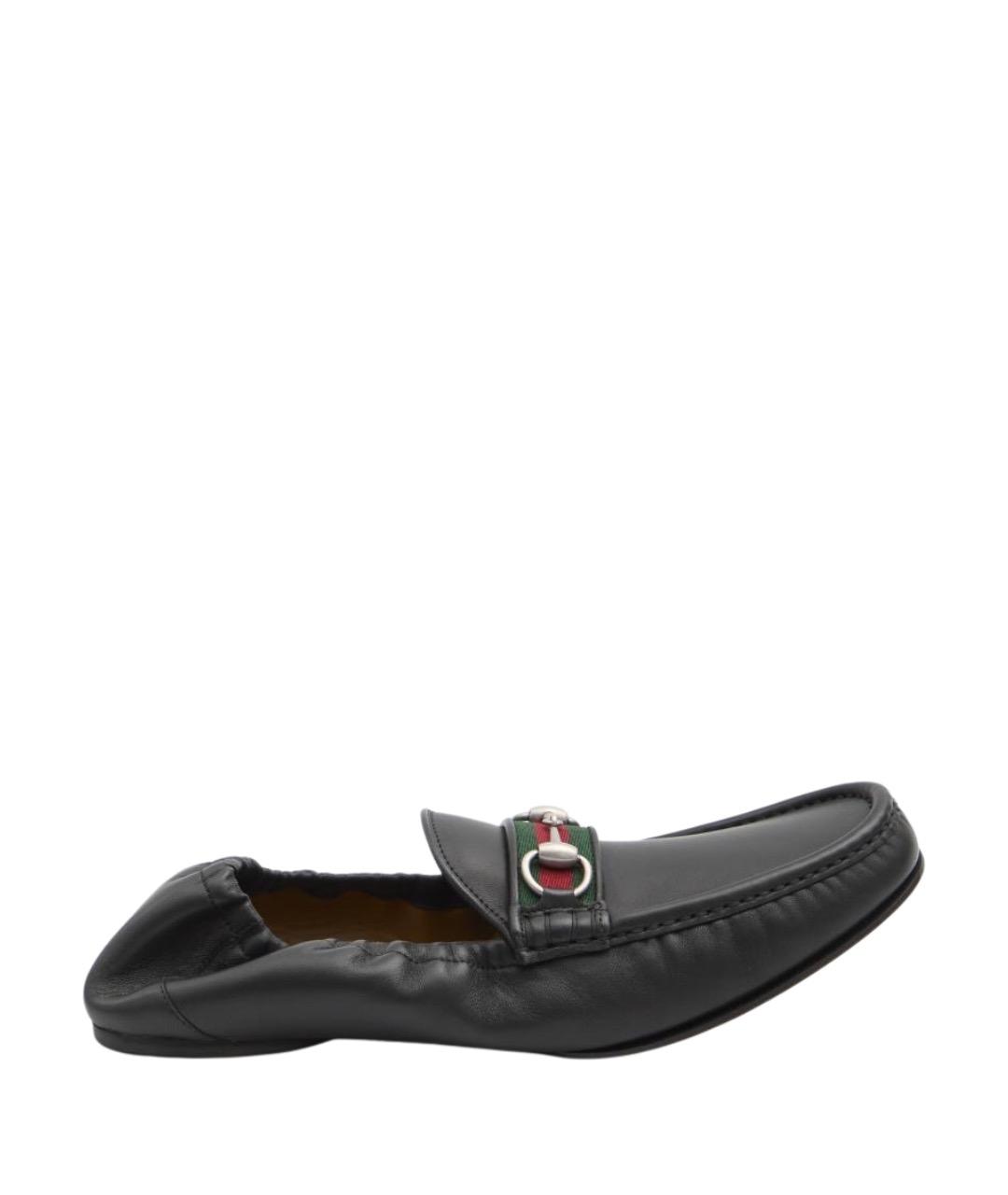 GUCCI Черные кожаные лоферы, фото 1