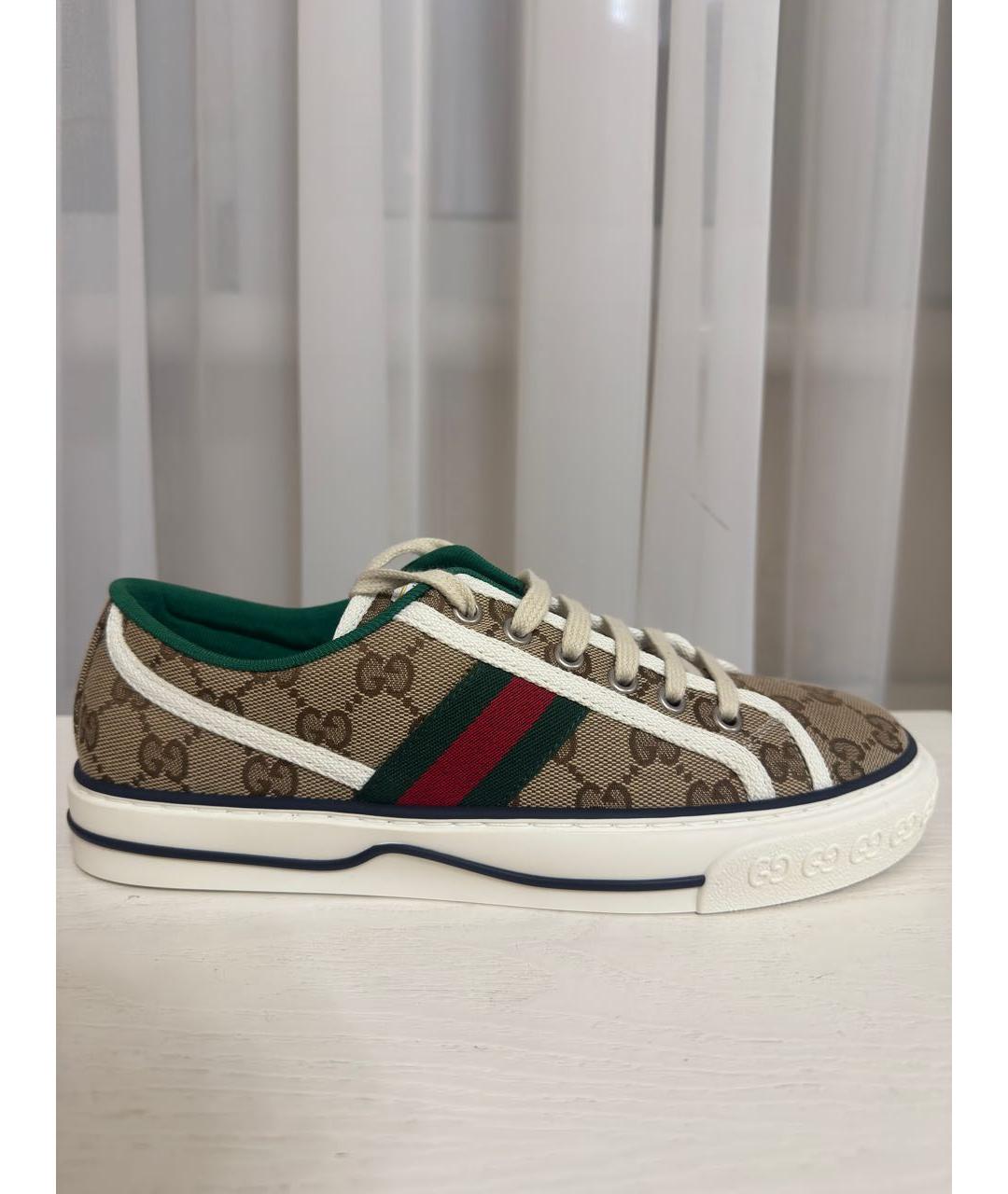 GUCCI Бежевые текстильные кеды, фото 5