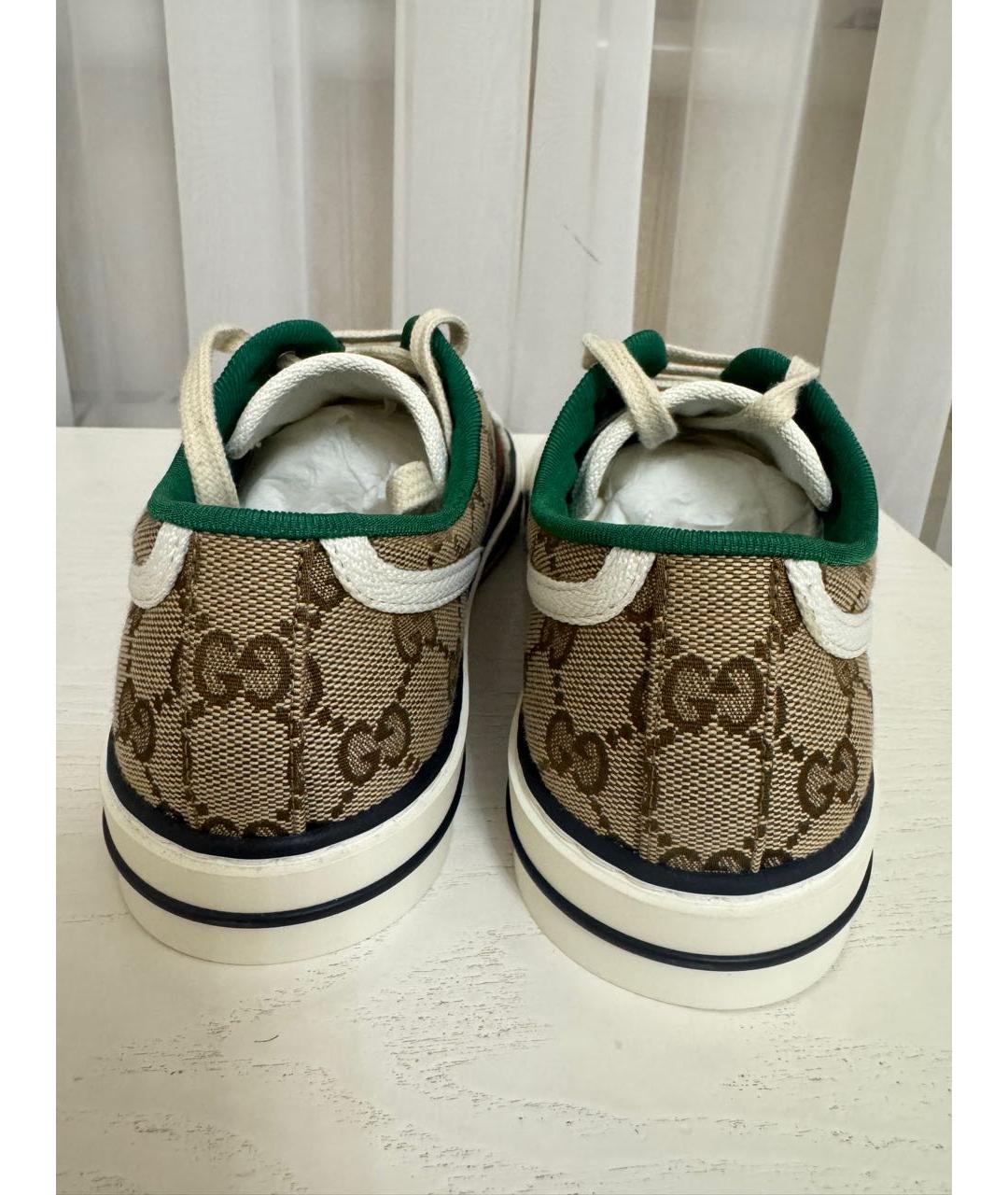 GUCCI Бежевые текстильные кеды, фото 4