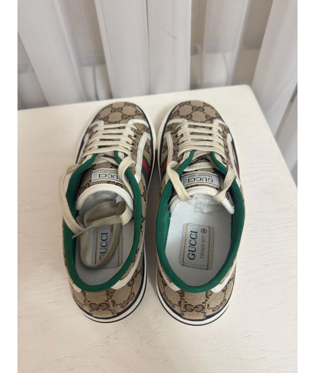 GUCCI Бежевые текстильные кеды, фото 3