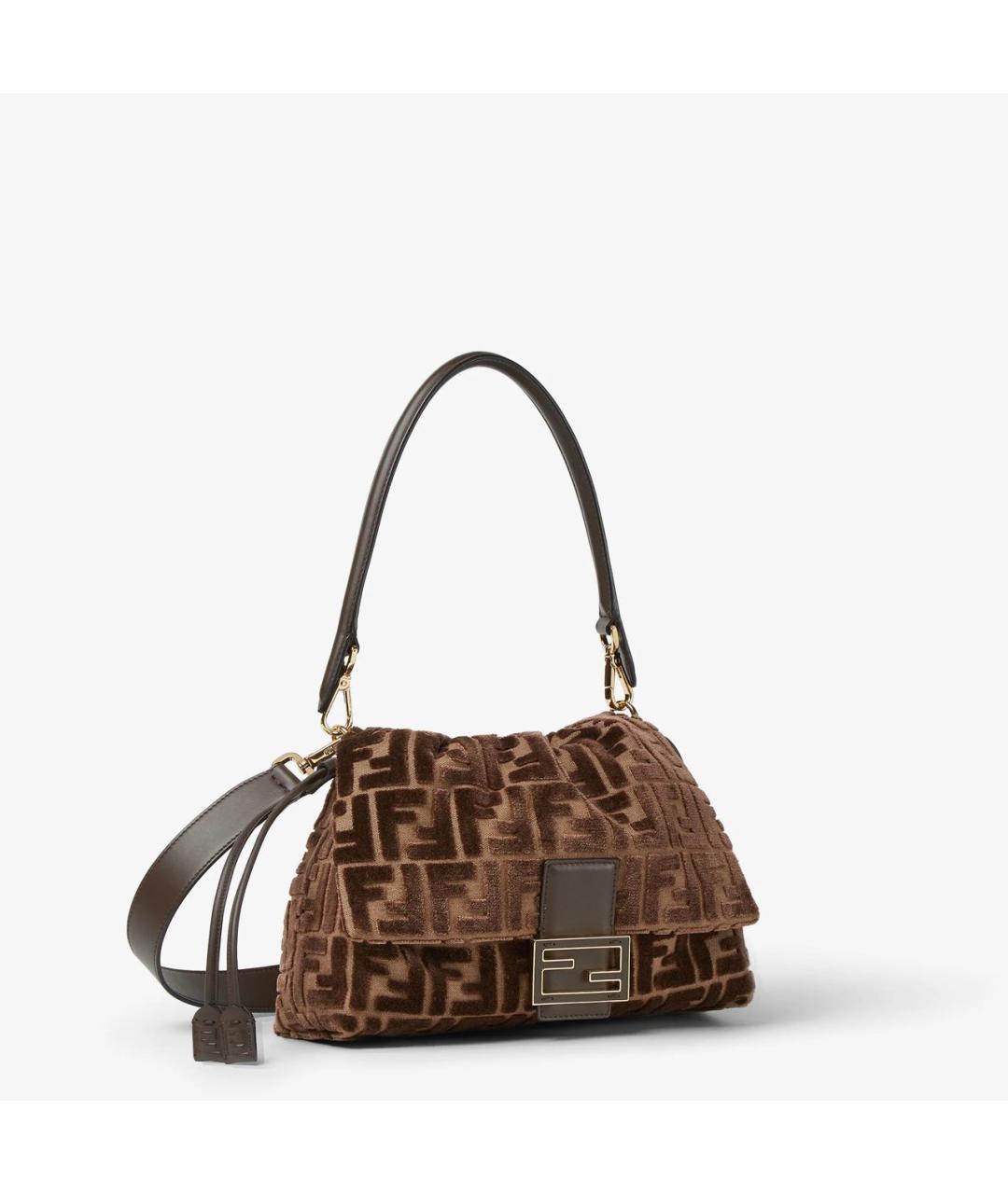 FENDI Коричневая бархатная сумка через плечо, фото 8