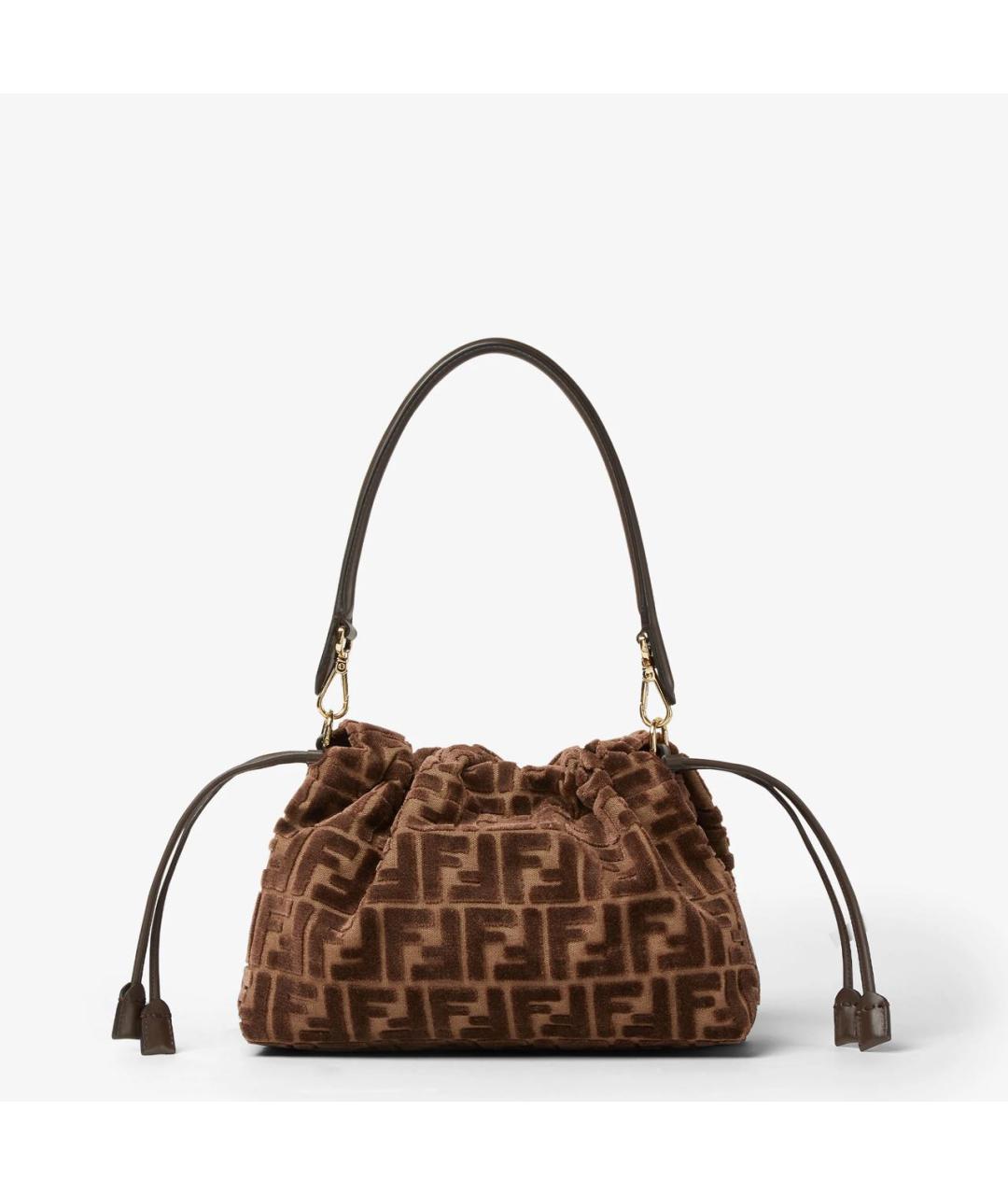 FENDI Коричневая бархатная сумка через плечо, фото 3