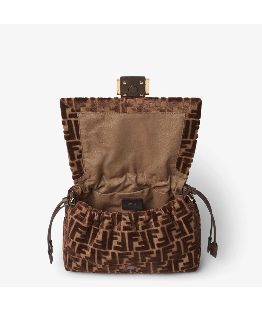 FENDI Коричневая бархатная сумка через плечо, фото 4