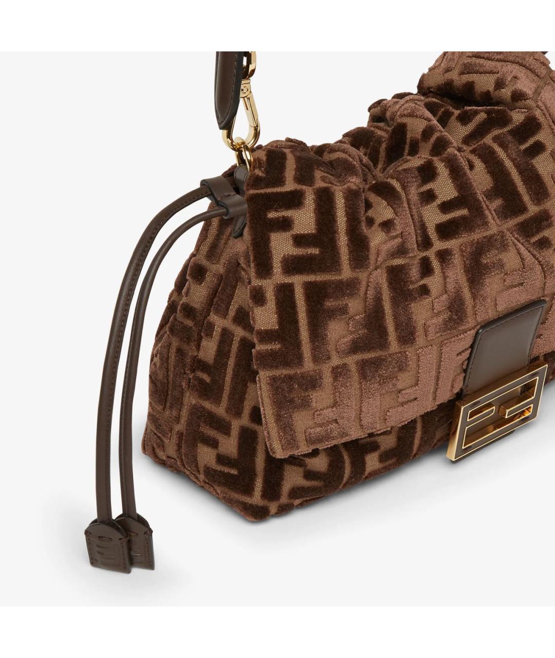 FENDI Коричневая бархатная сумка через плечо, фото 6