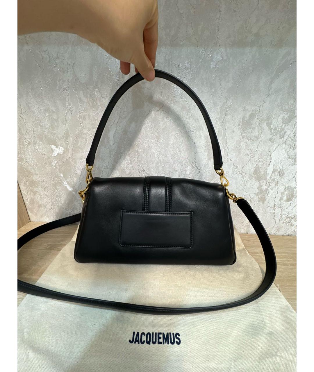 JACQUEMUS Черная кожаная сумка через плечо, фото 3