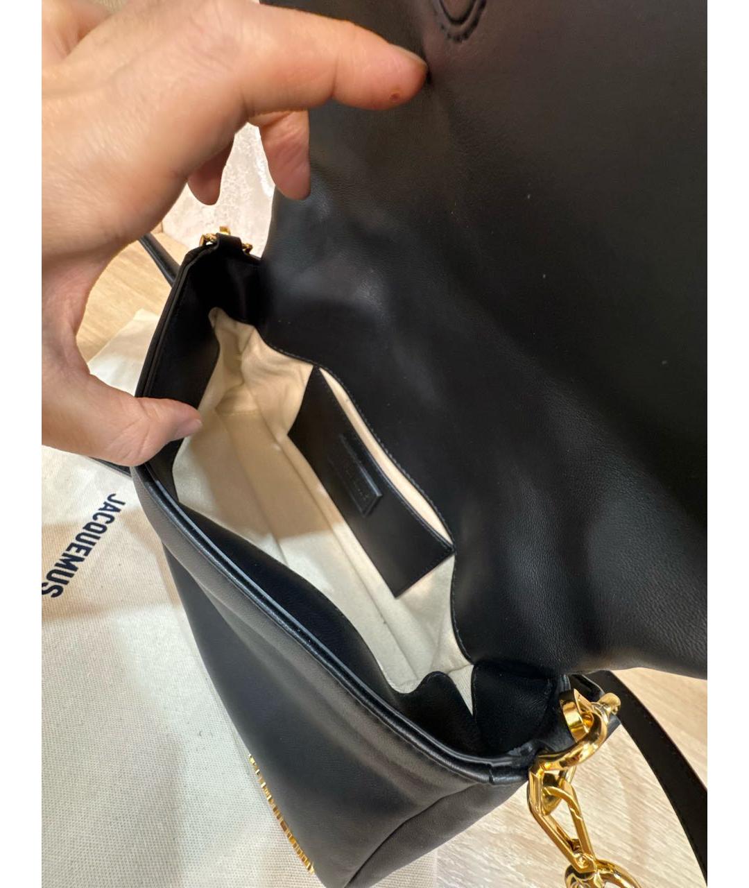 JACQUEMUS Черная кожаная сумка через плечо, фото 4