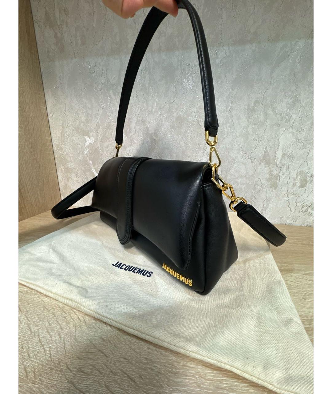 JACQUEMUS Черная кожаная сумка через плечо, фото 2