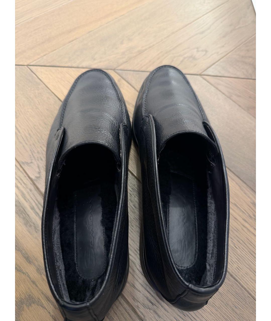 SANTONI Черные кожаные низкие ботинки, фото 3