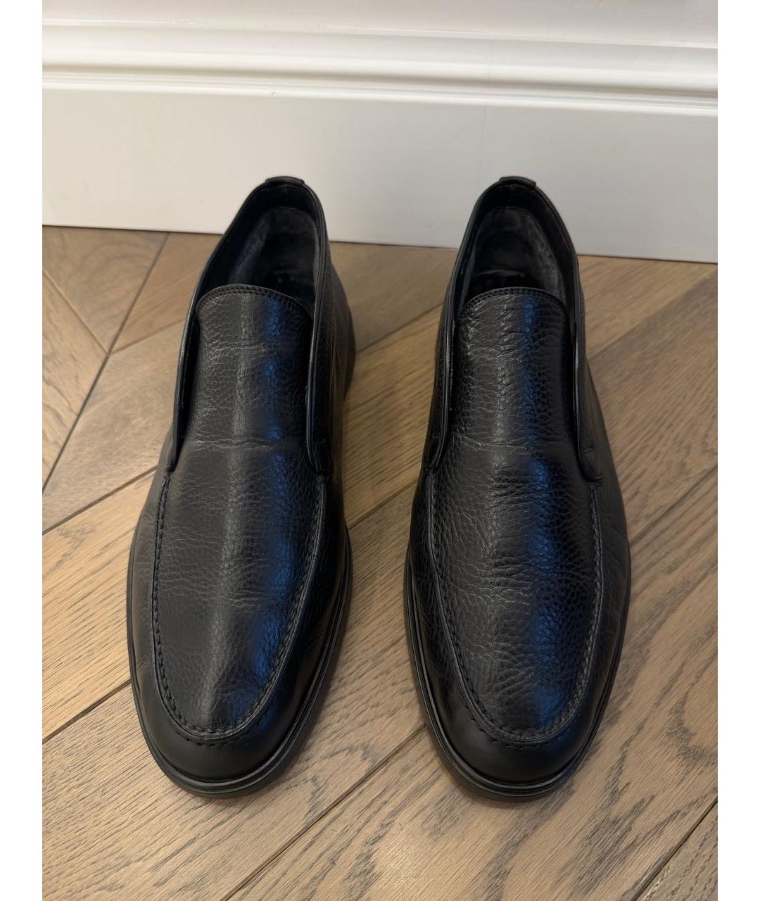 SANTONI Черные кожаные низкие ботинки, фото 2