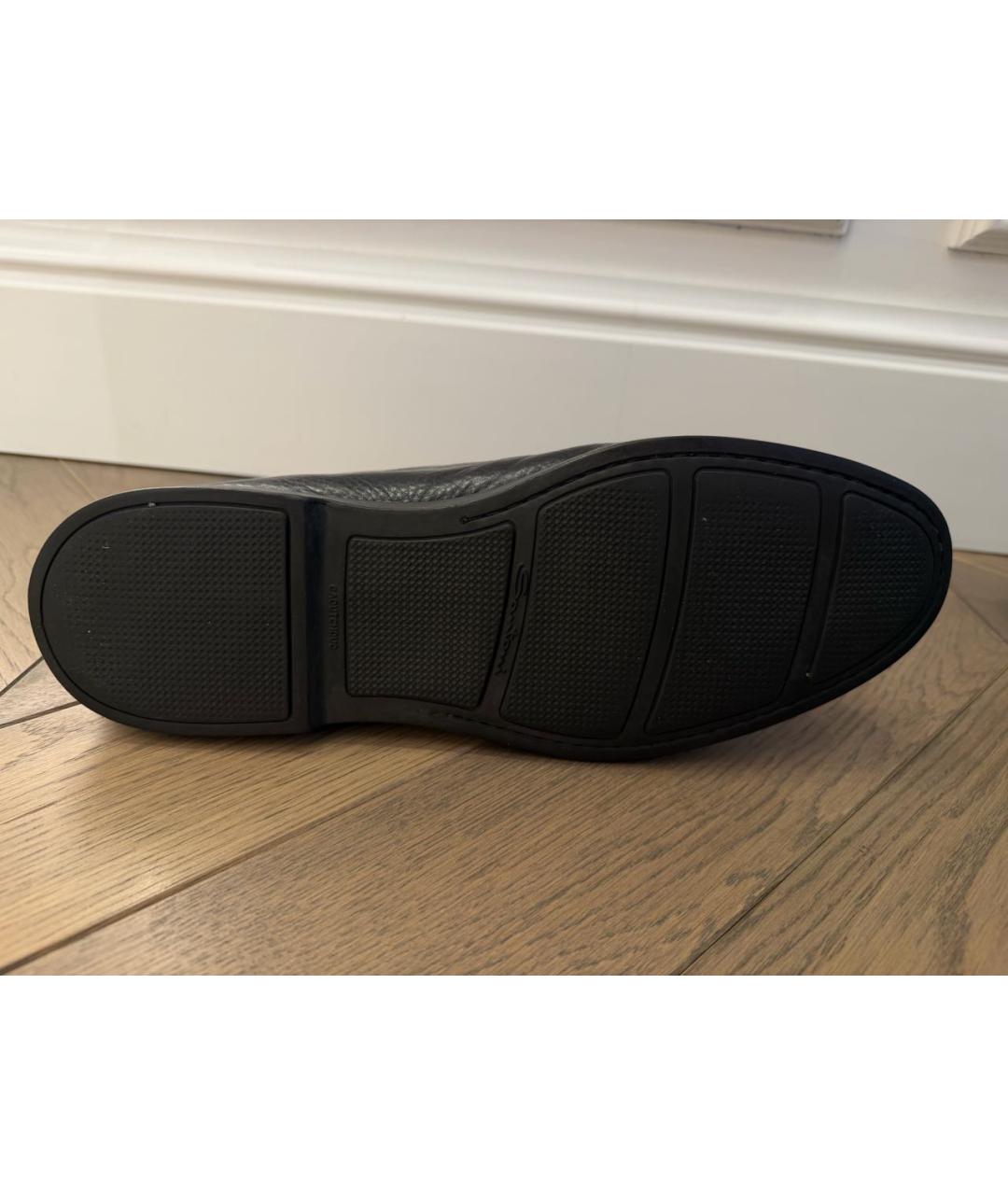 SANTONI Черные кожаные низкие ботинки, фото 6