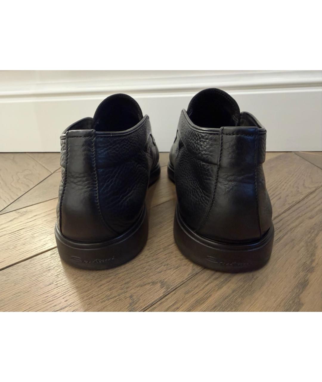SANTONI Черные кожаные низкие ботинки, фото 4
