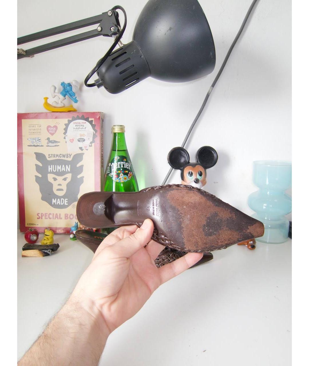 MIU MIU Коричневые кожаные мюли, фото 5