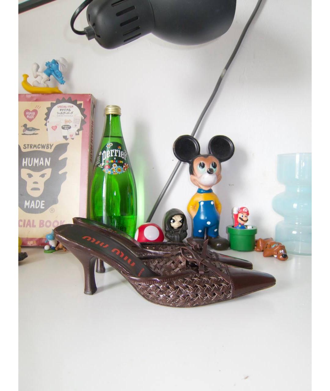 MIU MIU Коричневые кожаные мюли, фото 7