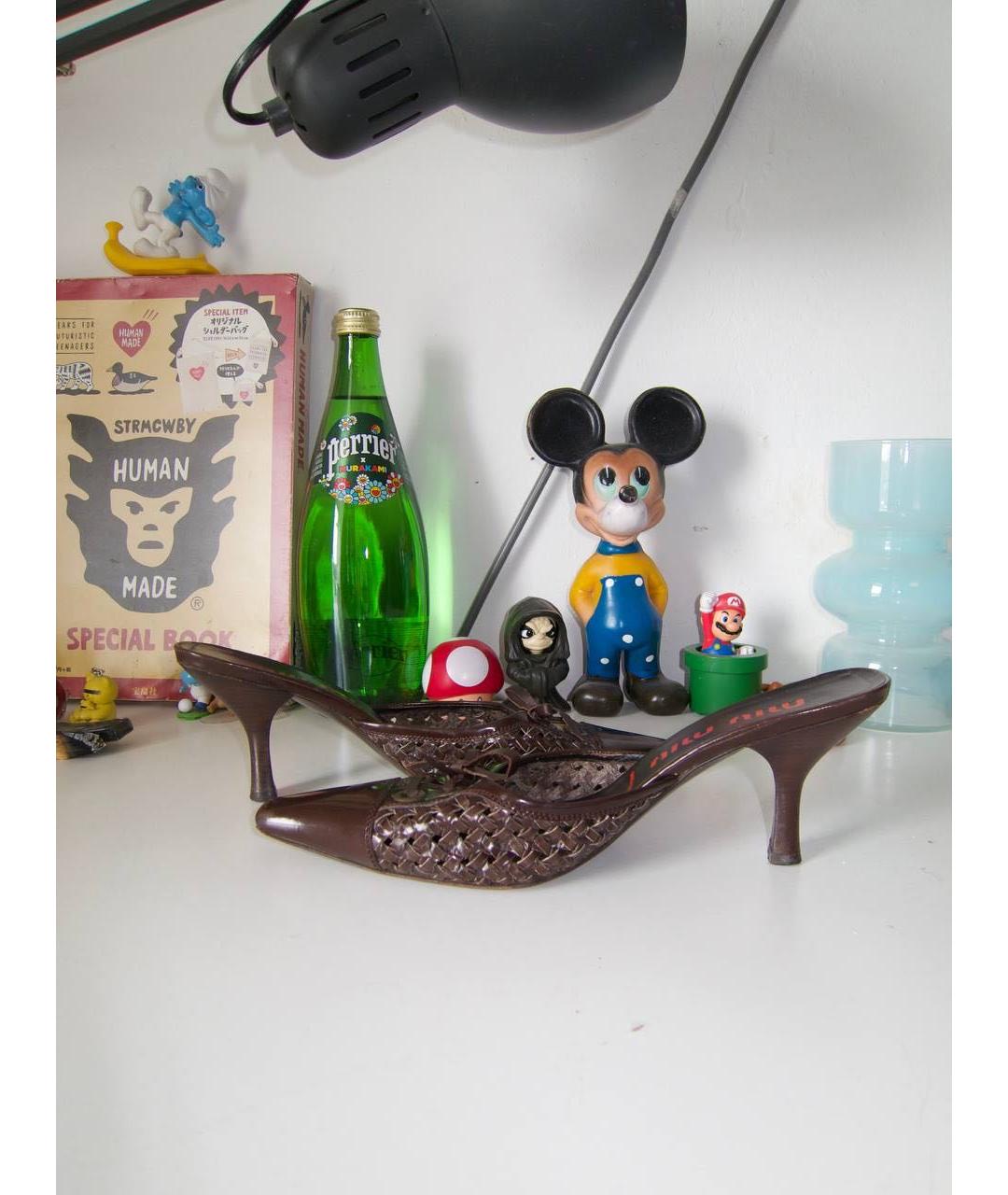 MIU MIU Коричневые кожаные мюли, фото 6