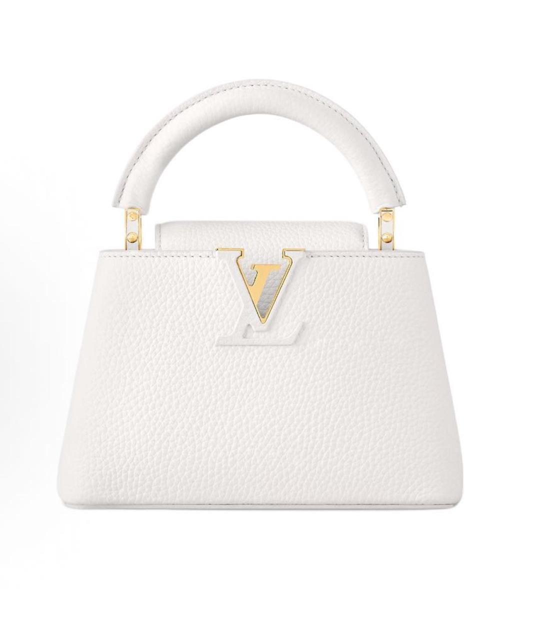 LOUIS VUITTON Белая кожаная сумка с короткими ручками, фото 4