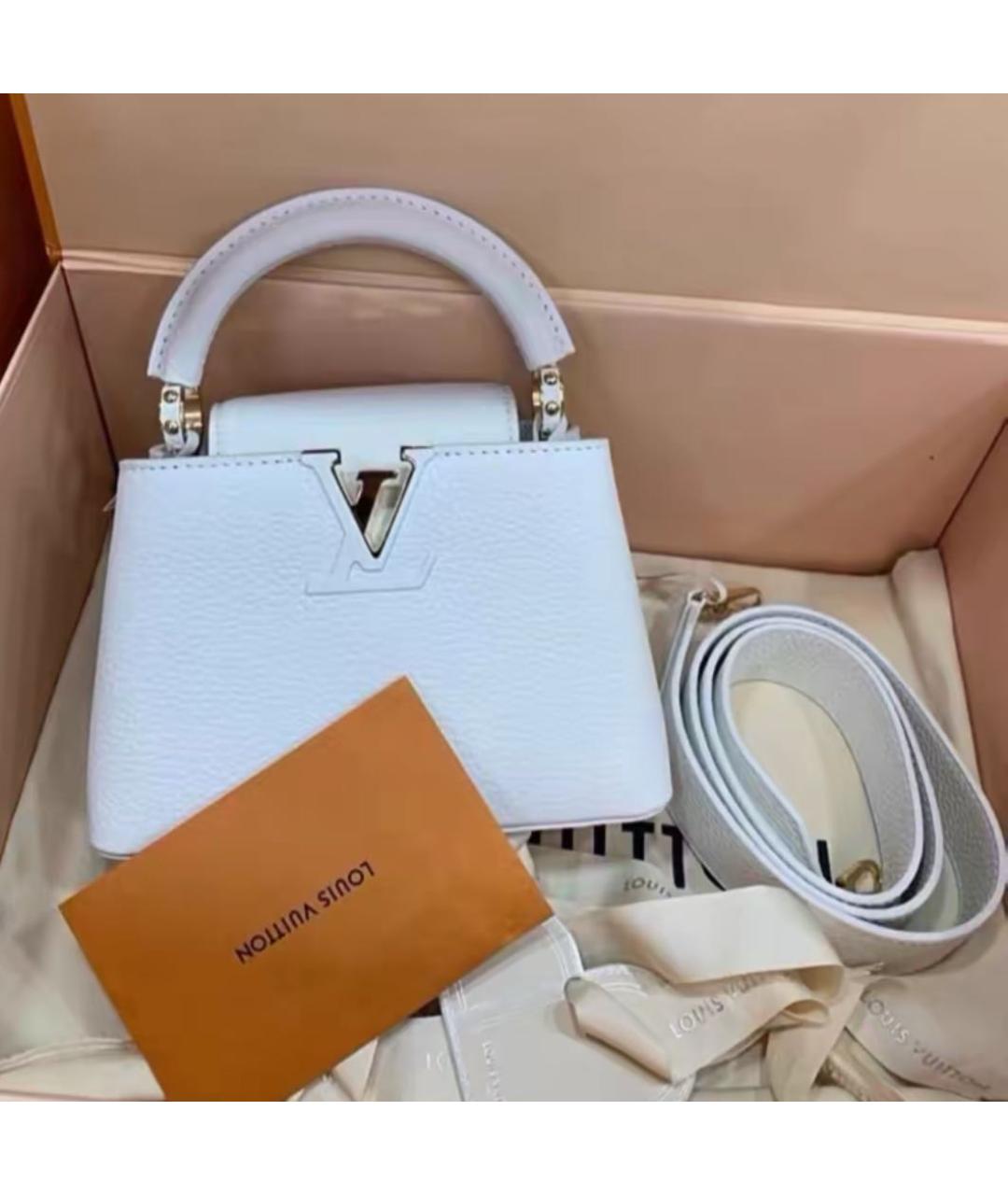 LOUIS VUITTON Белая кожаная сумка с короткими ручками, фото 3