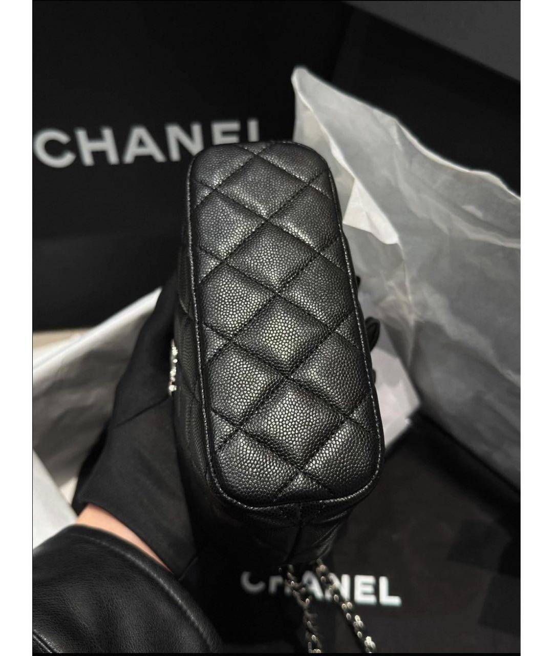 CHANEL Черная кожаная сумка с короткими ручками, фото 7